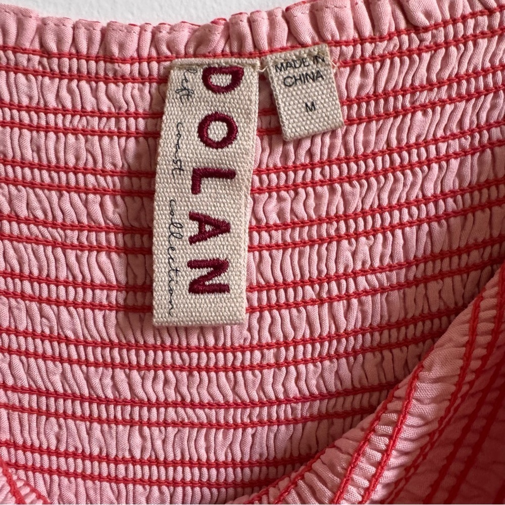 Anthropologie Dolan Left Coast Floral Smocked Midi Dress Red Pink Medium - Picture 6 of 6